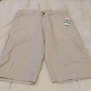 Nautica seersucker tan and white shorts NWT